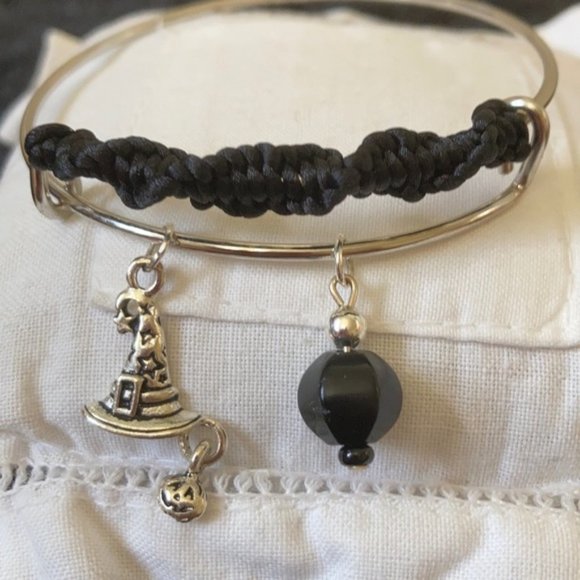 Obsidian Blackstone Witch 🧙🏽 Hat Braided Bracele - Picture 8 of 12